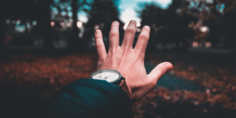 hand in forest wearing watch