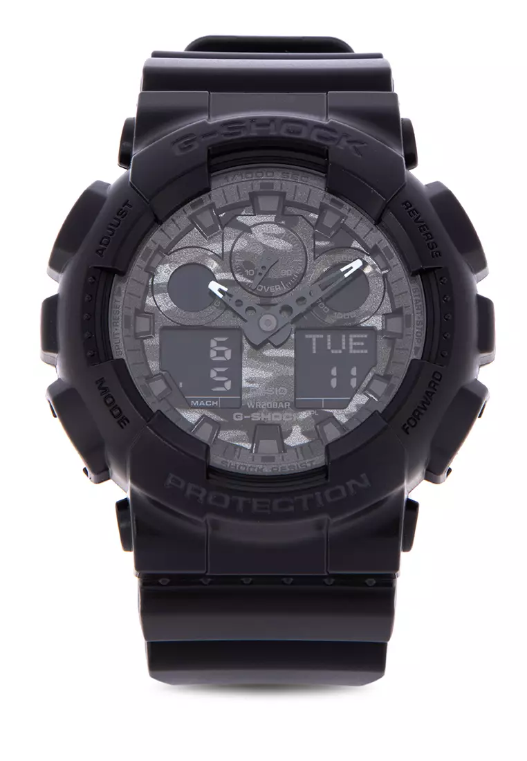 Black Casio GA-100 police wristwatch