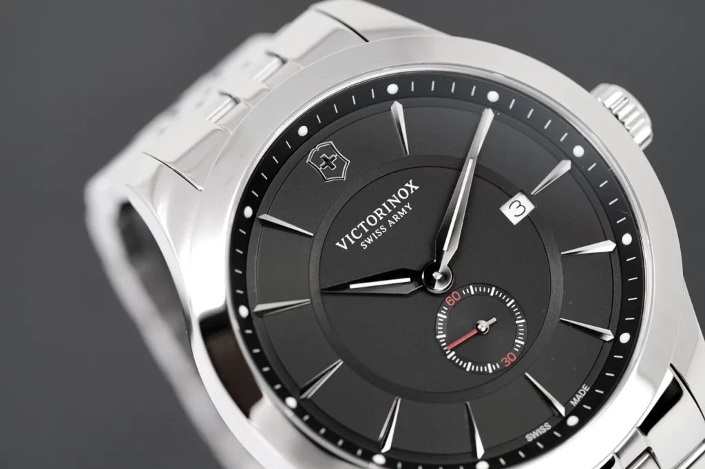 Victorinox Swiss Army Alliance Sub-Seconds wristwatch in silver wristband.