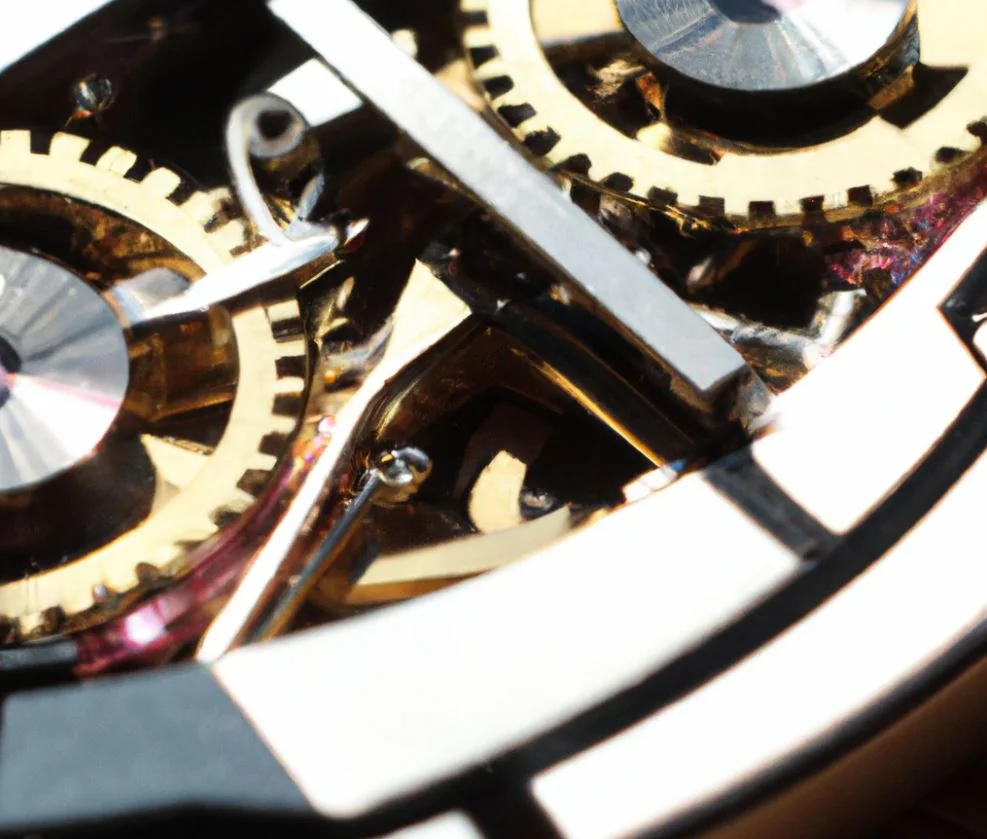 gears and levers gold colored watch pieces sitting in direct sunlight to dry macro shot